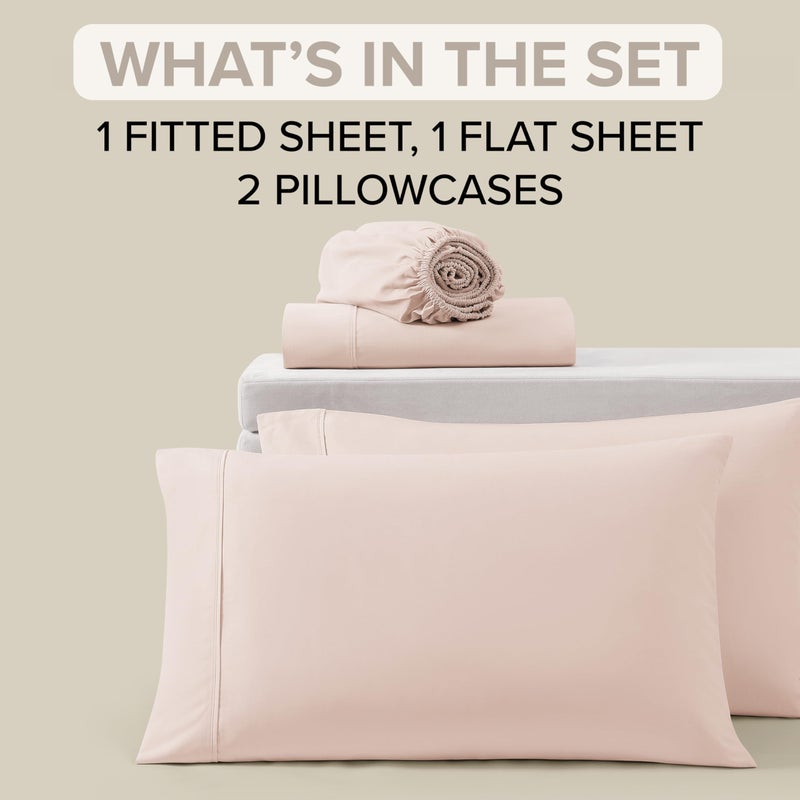 UGG Queen Sheet Set 4-Piece Luxury Cooling Sheets Deep Pockets Premium Bedding with 2 Pillow Shams Hypoallergenic Machine Washable Soft Lightweight Bed Set for Bedroom, Queen, Shell Pink (Hedi) - Image 3
